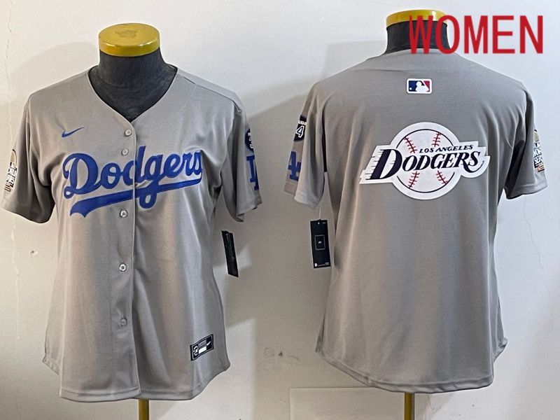 Women Los Angeles Dodgers Blank Grey Game 2024 Nike MLB Jersey style 12051